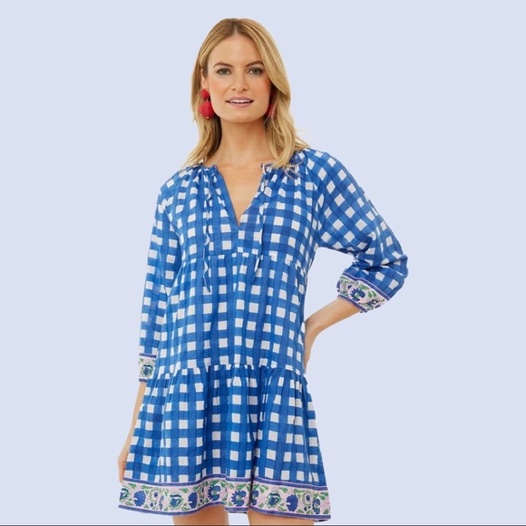 SZ Blockprints Dresses & Skirts - London Blue Gingham Print Priya Dress